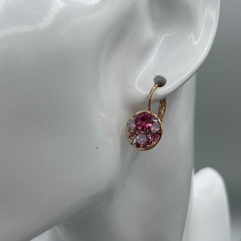 g by Gennaro Rose Gold Pink Diamond Cluster Leverback Earrings